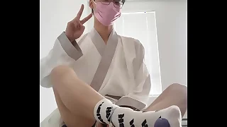 asian hanfu sissy femboy twink sallow socks kneeling anal and huge cumshot